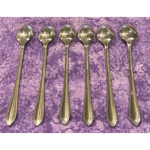 Wallace American Tradition 18/10 Stainless Iced Tea Spoons Set Of 6 Flatware - Picture 2 of 4